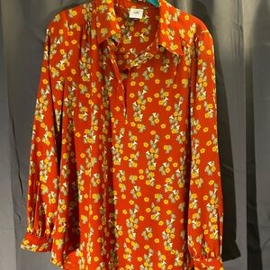 CAbi Women's Orange Floral Blouse
